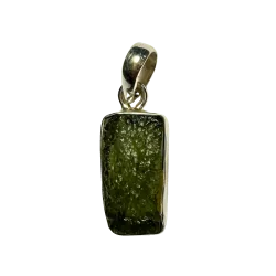 Pendentif rectangulaire en Moldavite (3g) - Bijoux en Minéraux  | Dans les Yeux de Gaïa