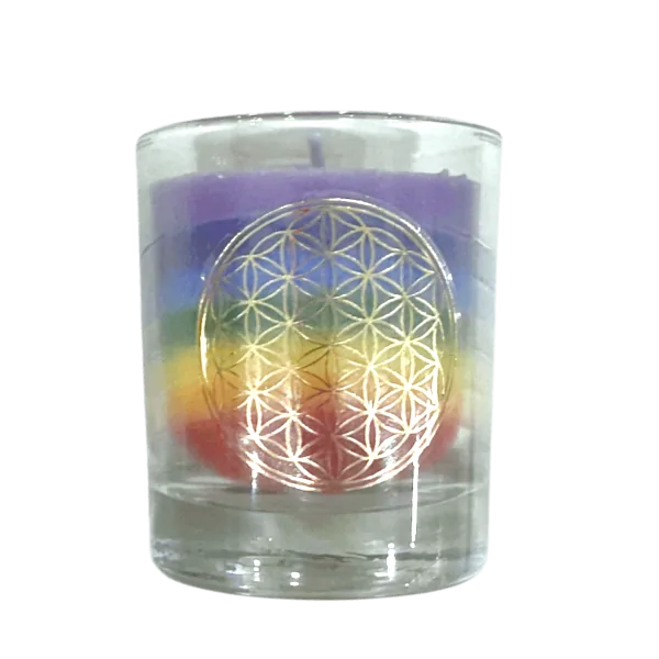 Bougie 7 chakras et fleur de vie  - rituels | Dans les yeux de Gaïa