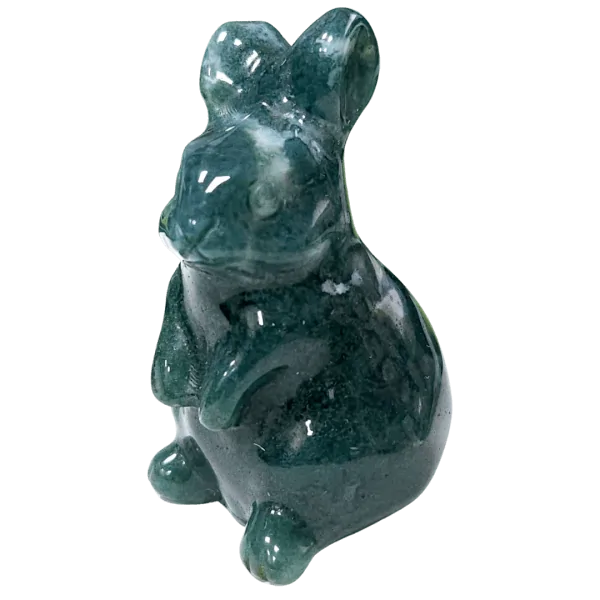 Petit Lapin en Agate Mousse - Animal totem | Dans les Yeux de Gaïa