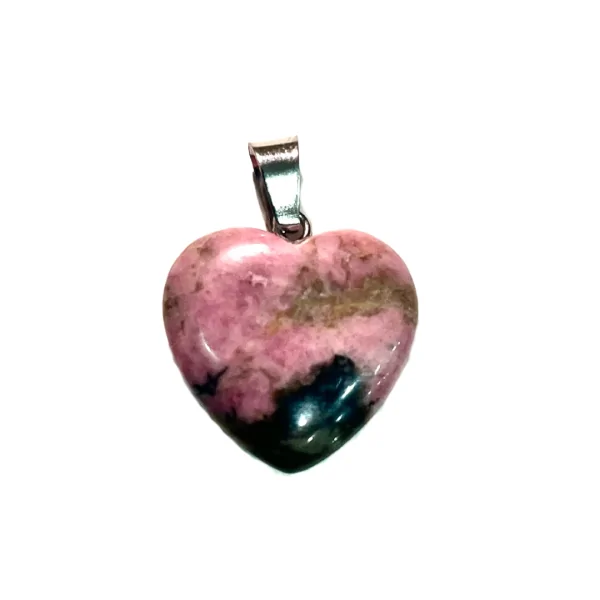 Petit pendentif coeur en Rhodonite - amour propre | Dans les Yeux de Gaïa