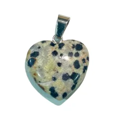 Pertit pendentif coeur en Jaspe Dalmatien - Protection | Dans les yeux de Gaïa