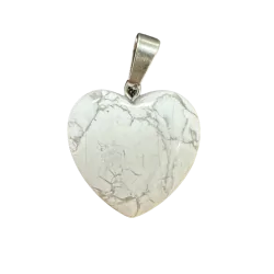 Petit pendentif coeur en Howlite -  Apaisement | Dans les Yeux de Gaïa