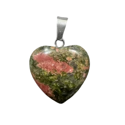 Petit pendentif coeur en Unakite -  Équilibre | Dans les Yeux de Gaïa