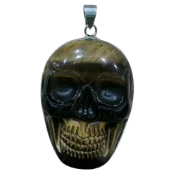 Pendentif Crâne en Oeil de Tigre | Protection - Dans les Yeux de Gaïa