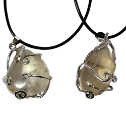Pendentif Citrine Véritable Serti sur Métal Argenté - Lithothérapie | Dans les Yeux de Gaia