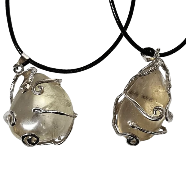 Pendentif Citrine Véritable Serti sur Métal Argenté - Lithothérapie | Dans les Yeux de Gaia