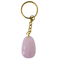 Porte clé doré en Quartz rose