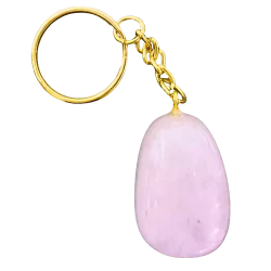 Porte clé doré en Quartz rose -  Amour | Dans les Yeux de Gaïa