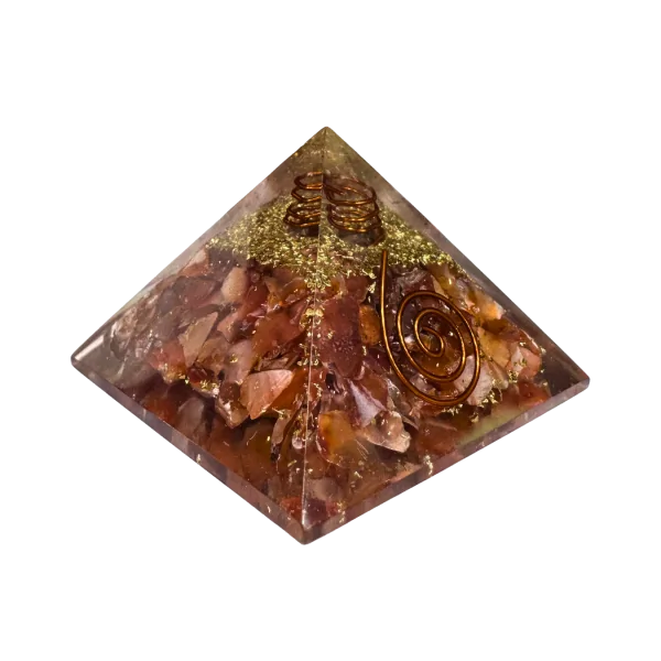 🧡 Pyramide orgonite en Cornaline et spirale  - Ondes | Dans les Yeux de Gaïa