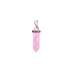 Pendentif Pointe en Quartz Rose sur métal argenté - amour | Dans les yeux de Gaïa