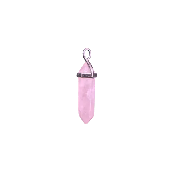 Pendentif Pointe en Quartz Rose sur métal argenté - amour | Dans les yeux de Gaïa