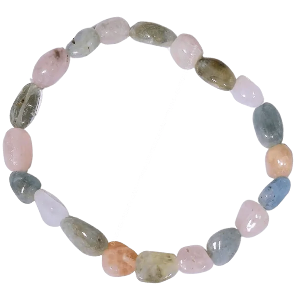 Bracelet en Béryl perles formes libres - Morganite | Dans les Yeux de Gaïa