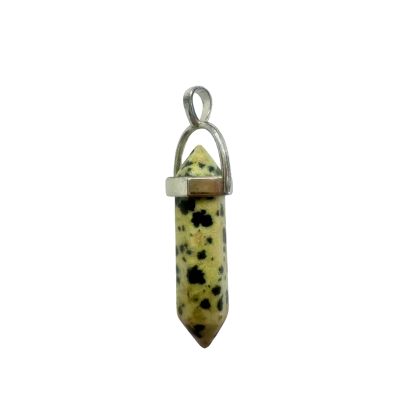 Pendentif pointe en Jaspe Dalmatien - Ancrage | Dans les yeux de Gaïa