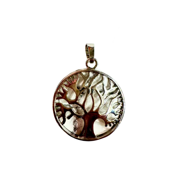 Pendentif Arbre de vie rond en Howlite - Sagesse | Dans les yeux de Gaïa