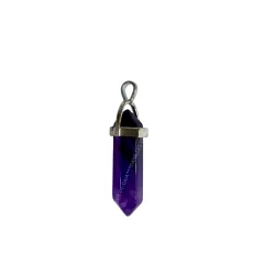 Pendentif pointe en Améthyste sur métal argenté - Apaisement | Dans les yeux de Gaïa