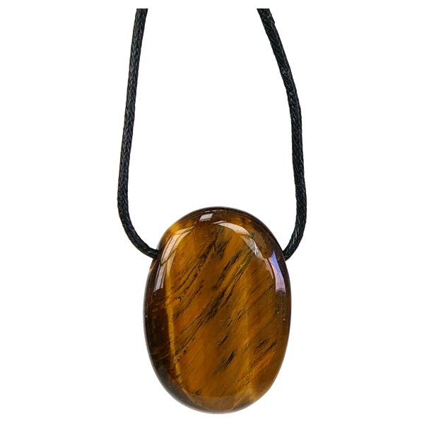Pendentif pierre ovale percée - Oeil de tigre