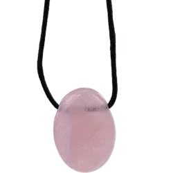 Pendentif pierre ovale percée - Quartz rose