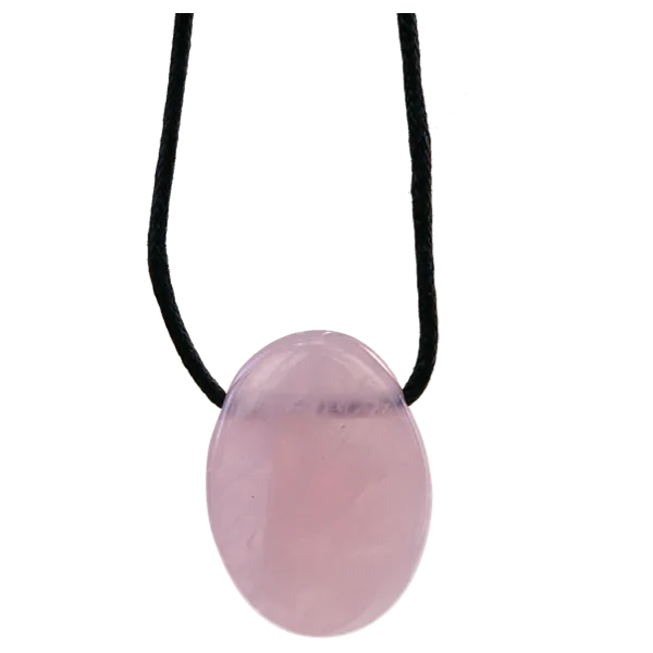 Pendentif pierre ovale percée - Quartz rose