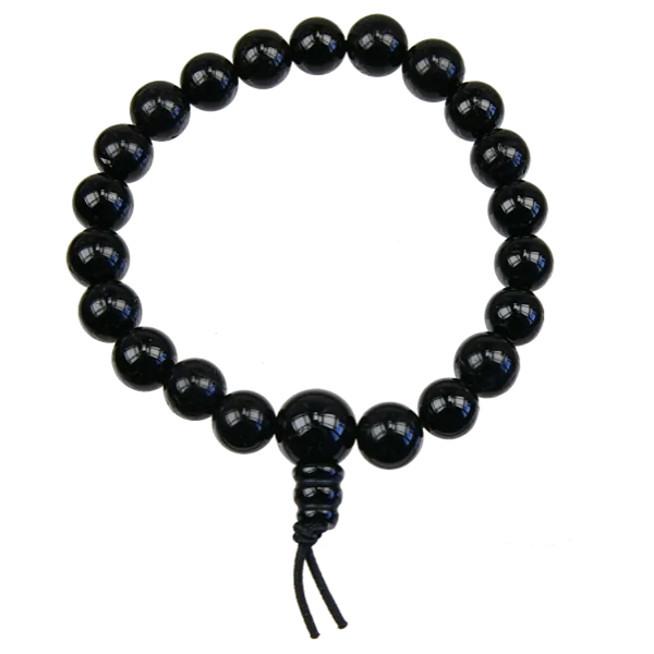 Bracelet mala tibétain - Tourmaline noire