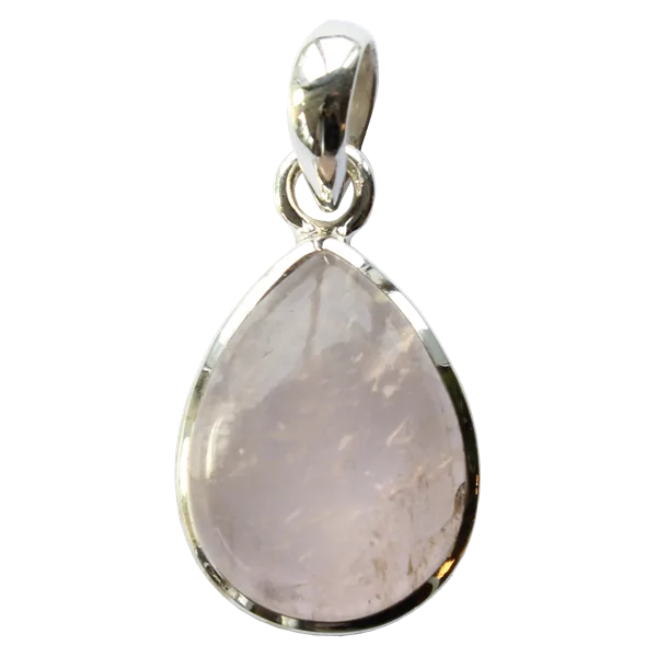 Pendentif argent goutte Quartz Rose - petit modèle