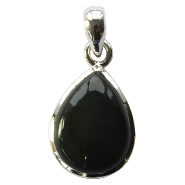 Pendentif argent goutte Obsidienne - petit modèle | Dans les Yeux de Gaïa