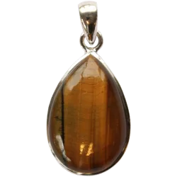 Pendentif argent goutte Oeil de Tigre - grand modèle