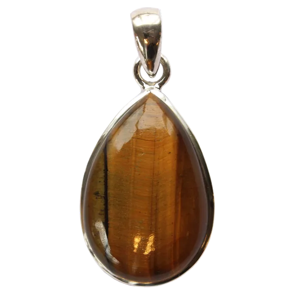 Pendentif argent goutte Oeil de Tigre - grand modèle