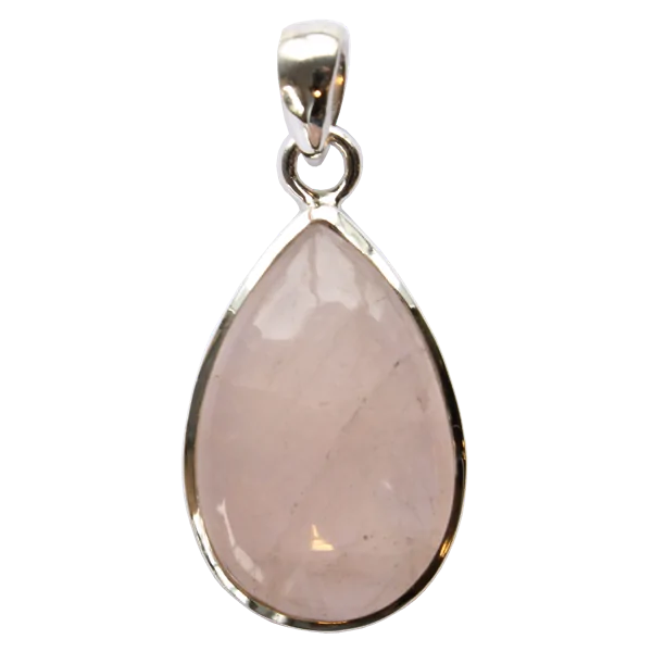 Pendentif argent goutte Quartz Rose - grand modèle