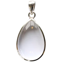 Pendentif argent goutte Cristal de Roche - grand modèle