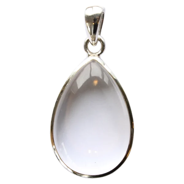 Pendentif argent goutte Cristal de Roche - grand modèle