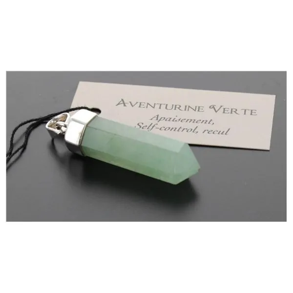 PENDENTIF ARGENT POINTE AVENTURINE VERTE