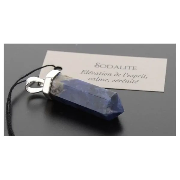PENDENTIF ARGENT POINTE SODALITE