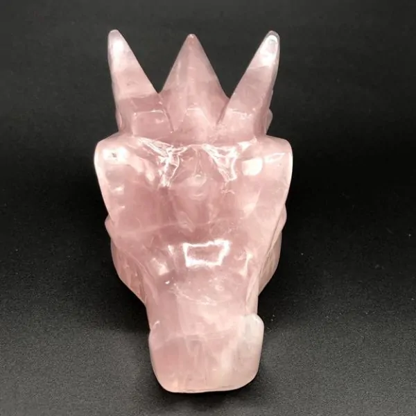 Tête de Dragon en Quartz Rose [TD86] | Dragons en Minéraux