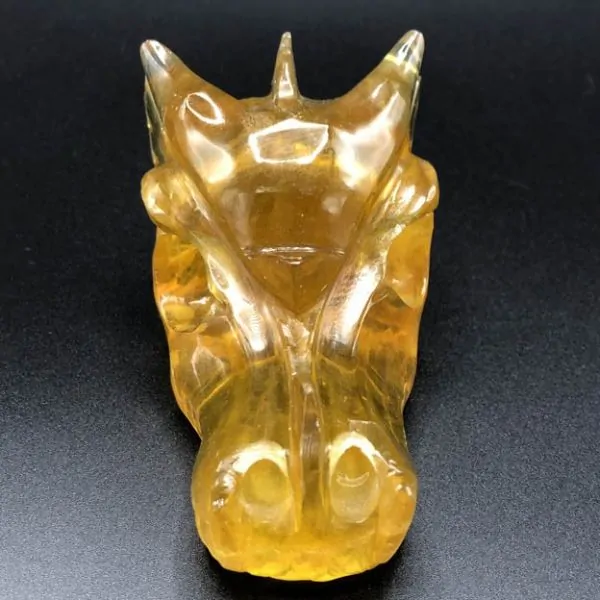 Tête de Dragon en Fluorite Jaune -2| Dragons en Minéraux | Dans les yeux de Gaïa