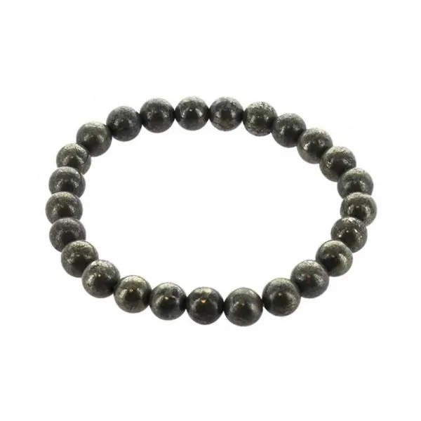 Bracelet Homme Pyrite Perles rondes 8 mm | Dans les Yeux de Gaia