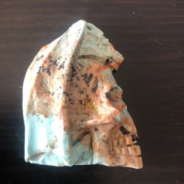 Pendentif Crâne et Dragons en Amazonite -1 | Dans les yeux de Gaïa