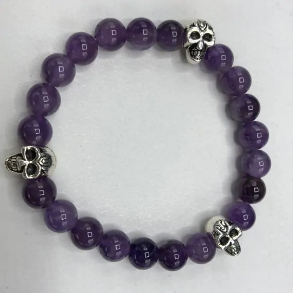 Bracelet Crânes Améthyste | Bracelets en Pierres | Dans les yeux de Gaïa