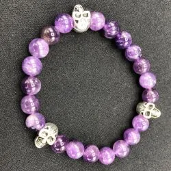 Bracelet Crânes Améthyste | Bracelets en Pierres | Dans les yeux de Gaïa