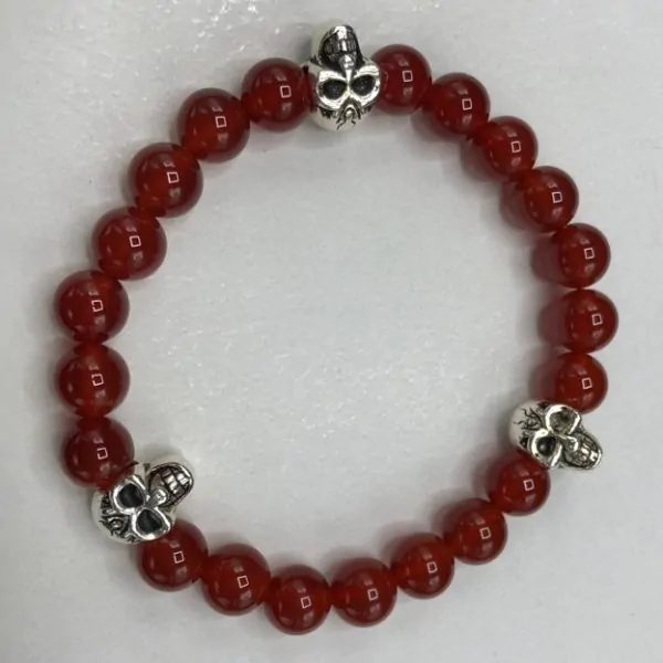 Bracelet Crânes Cornaline |Dans les Yeux de Gaïa
