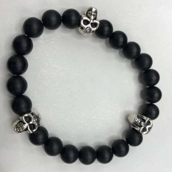 Bracelet crâne Onyx |Dans les Yeux de Gaïa