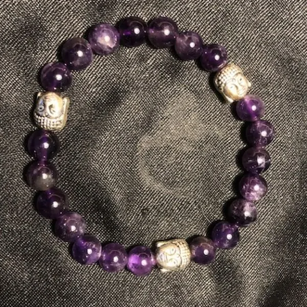 Bracelet 3 bouddha Améthyste |Dans les Yeux de Gaïa