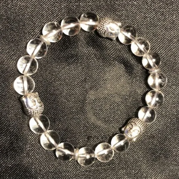 Bracelet 3 Bouddha Cristal de Roche - Minéraux | Dans les yeux de Gaïa