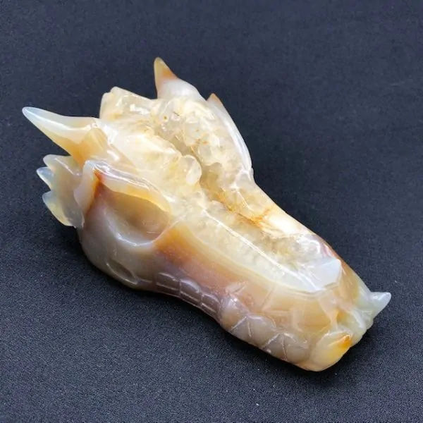 Tête de Dragon en Agate -20| Dragons en Minéraux | Dans les yeux de Gaïa