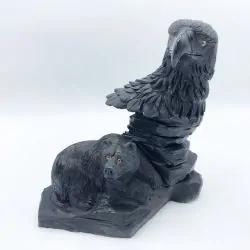 Aigle Ours Jade Nephrite Noir | Minéraux de collection | Dans les yeux de Gaïa