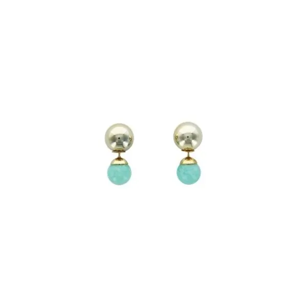 Boucles d'oreilles Amazonite Boules Réversibles Métal Doré 