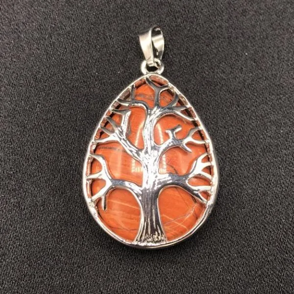 Pendentif Arbre de Vie Jaspe Rouge -2 - Minéraux | Dans les yeux de Gaïa