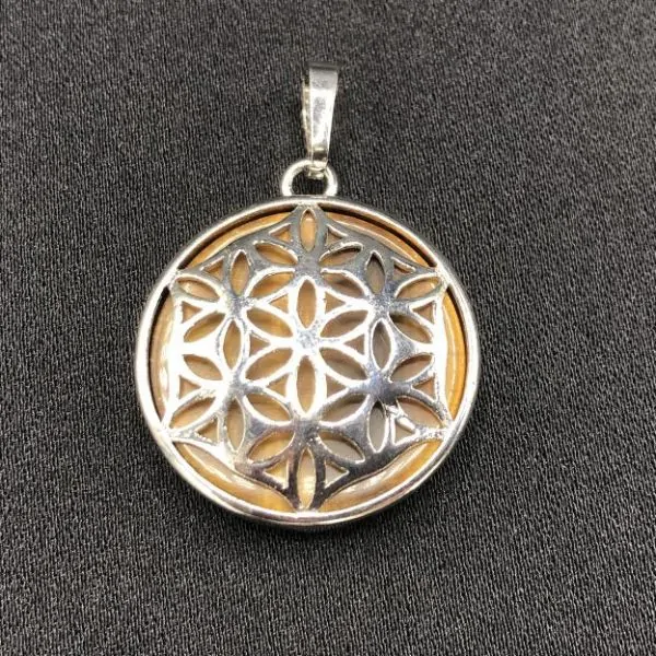 Pendentif Fleur de Vie Oeil de Tigre - Minéraux | Dans les yeux de Gaïa