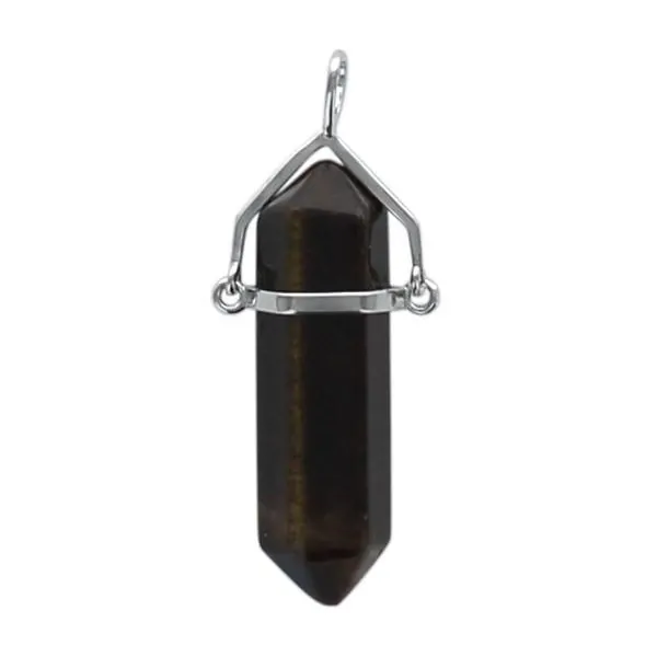 Pendentif en pierre Oeil de Tigre Pointe Biterminée | Dans les Yeux de Gaïa
