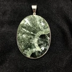 Pendentif en Séraphinite serti en Argent 925 | Dans les Yeux de Gaia