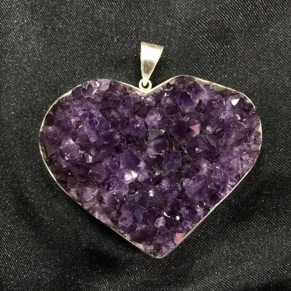 Pendentif Améthyste serti en Argent 925 forme coeur | Dans les yeux de Gaïa